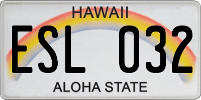 HI license plate ESL032