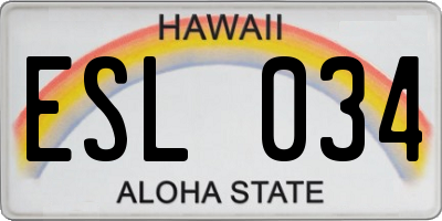 HI license plate ESL034