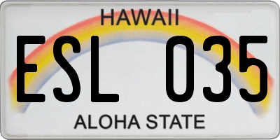 HI license plate ESL035