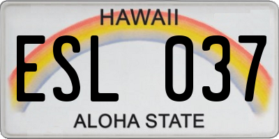 HI license plate ESL037