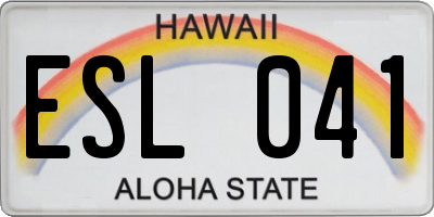 HI license plate ESL041