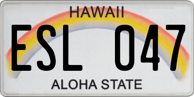 HI license plate ESL047
