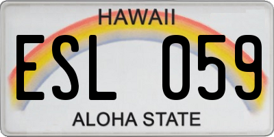 HI license plate ESL059