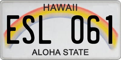 HI license plate ESL061