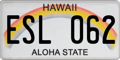 HI license plate ESL062