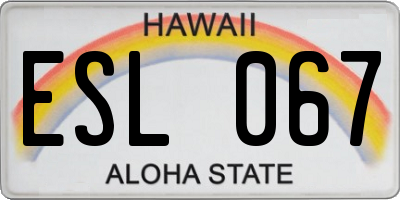 HI license plate ESL067