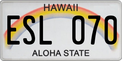 HI license plate ESL070