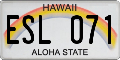 HI license plate ESL071