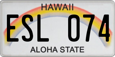 HI license plate ESL074
