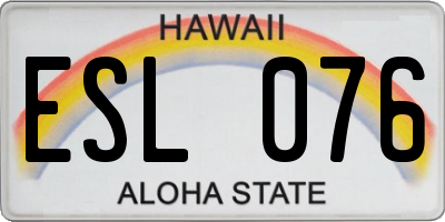 HI license plate ESL076