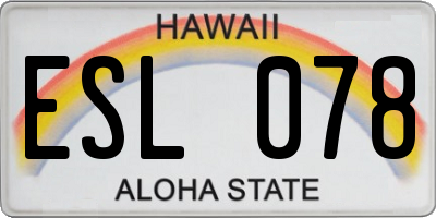 HI license plate ESL078