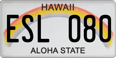 HI license plate ESL080