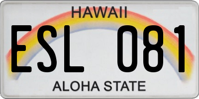HI license plate ESL081