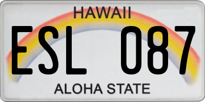 HI license plate ESL087