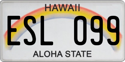 HI license plate ESL099