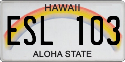 HI license plate ESL103