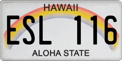 HI license plate ESL116