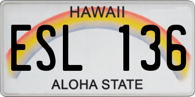 HI license plate ESL136
