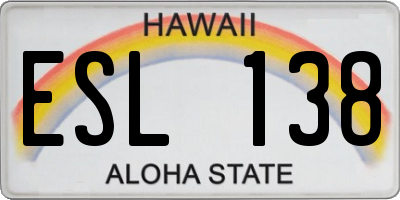 HI license plate ESL138