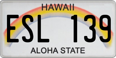 HI license plate ESL139