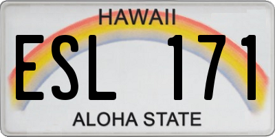 HI license plate ESL171