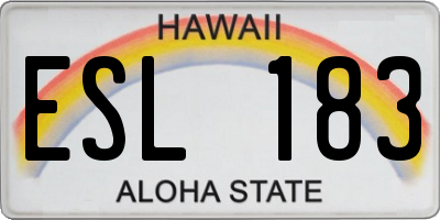 HI license plate ESL183