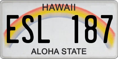 HI license plate ESL187