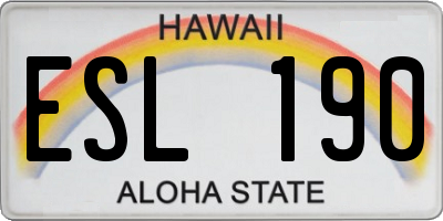 HI license plate ESL190
