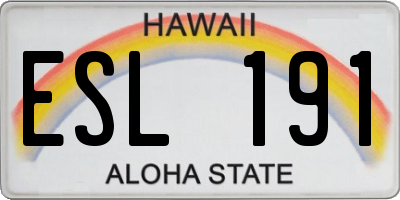 HI license plate ESL191