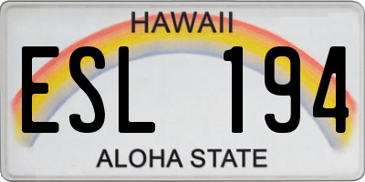 HI license plate ESL194