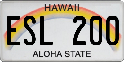 HI license plate ESL200