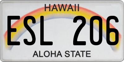 HI license plate ESL206
