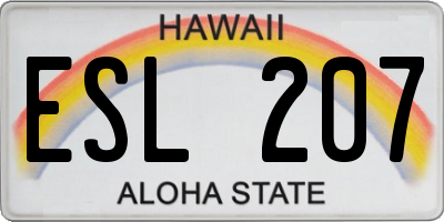 HI license plate ESL207