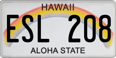 HI license plate ESL208