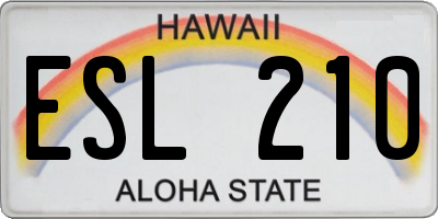 HI license plate ESL210