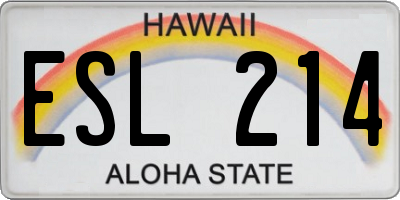 HI license plate ESL214