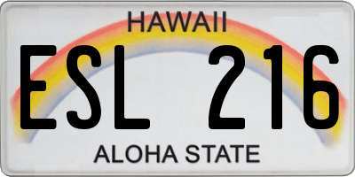 HI license plate ESL216