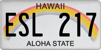 HI license plate ESL217