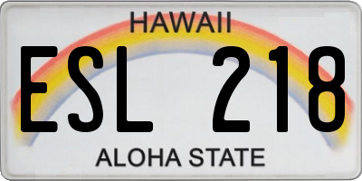 HI license plate ESL218