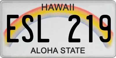 HI license plate ESL219