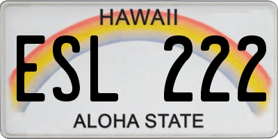 HI license plate ESL222
