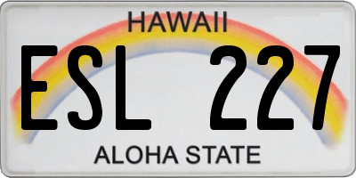 HI license plate ESL227