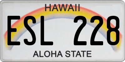 HI license plate ESL228