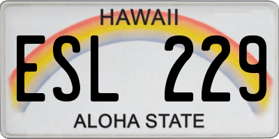 HI license plate ESL229