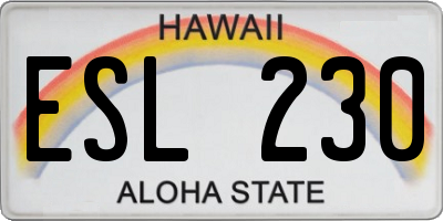 HI license plate ESL230