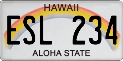 HI license plate ESL234