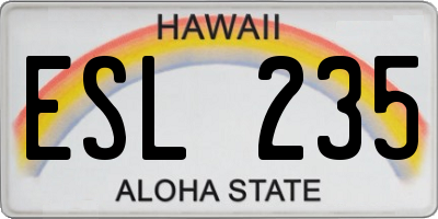 HI license plate ESL235