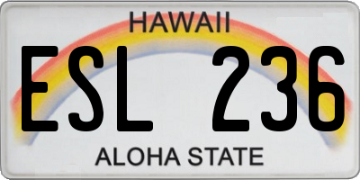 HI license plate ESL236