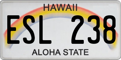HI license plate ESL238