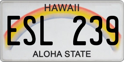 HI license plate ESL239